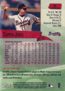 2000 Stadium Club Chrome - First Day Issue Refractors #16 Chipper Jones  Back