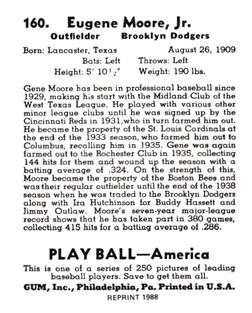 1988 1939 Play Ball Reprints #160 Gene Moore Back