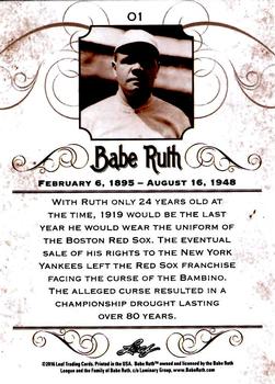 2016 Leaf Babe Ruth Collection #01 Babe Ruth Back