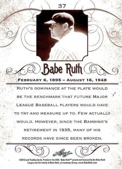 2016 Leaf Babe Ruth Collection #37 Babe Ruth Back