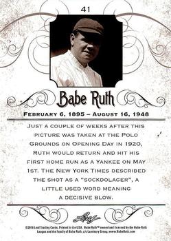 2016 Leaf Babe Ruth Collection #41 Babe Ruth Back
