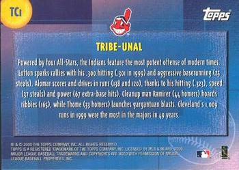2000 Topps - Limited Combos #TC1 Tribe-unal (Manny Ramirez / Kenny Lofton / Roberto Alomar / Jim Thome) Back