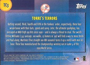 2000 Topps - Limited Combos #TC3 Torre's Terrors (Paul O'Neill / Derek Jeter / Bernie Williams / Tino Martinez)  Back