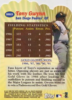 2000 Topps - Limited Hands of Gold #HG5 Tony Gwynn  Back