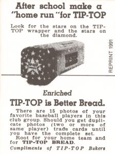 1991 1947 Tip-Top Reprint #NNO Bill Zuber Back