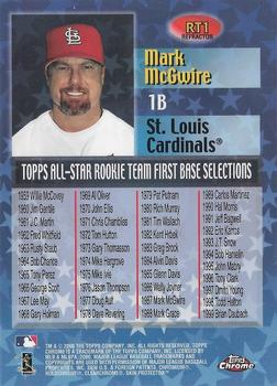 2000 Topps Chrome - All-Star Rookie Team Refractors #RT1 Mark McGwire  Back
