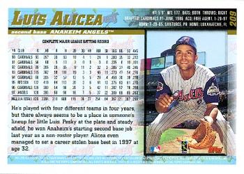 1998 Topps #209 Luis Alicea Back