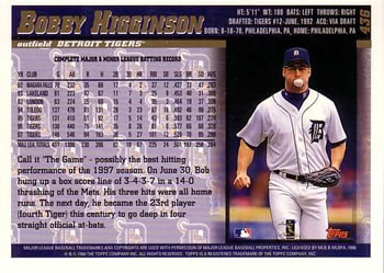 1998 Topps #436 Bobby Higginson Back