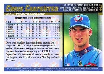 1998 Topps #442 Chris Carpenter Back