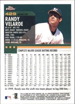 2000 Topps Chrome - Refractors #429 Randy Velarde  Back