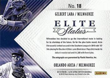 2015 Panini Elite Extra Edition - Elite Status Dual Signatures #18 Orlando Arcia / Gilbert Lara Back