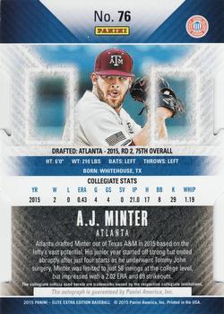 2015 Panini Elite Extra Edition - Gold Status Die Cut Autographed Prospects #76 A.J. Minter Back