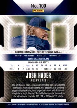 2015 Panini Elite Extra Edition - Gold Status Die Cut Autographed Prospects #100 Josh Hader Back