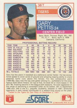 1988 Score Rookie & Traded #38T Gary Pettis Back