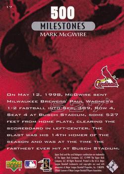 1999 Upper Deck Mark McGwire 500 Home Run #17 Mark McGwire Back