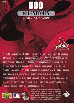 1999 Upper Deck Mark McGwire 500 Home Run #23 Mark McGwire Back