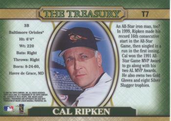 2000 Topps Gold Label - The Treasury #T7 Cal Ripken Back