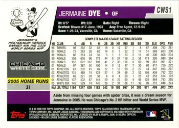2006 Topps Chicago White Sox #CWS1 Jermaine Dye Back