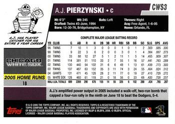 2006 Topps Chicago White Sox #CWS3 A.J. Pierzynski Back