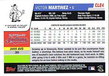 2006 Topps Cleveland Indians #CLE4 Victor Martinez Back