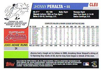 2006 Topps Cleveland Indians #CLE8 Jhonny Peralta Back