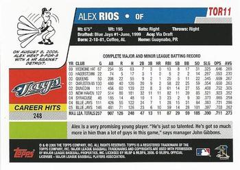 2006 Topps Toronto Blue Jays #TOR11 Alex Rios Back