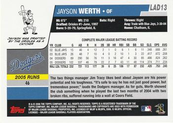 2006 Topps Los Angeles Dodgers #LAD13 Jayson Werth Back