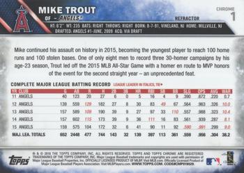 2016 Topps Chrome #1 Mike Trout Back