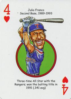 2012 Hero Decks Texas Rangers Baseball Heroes Playing Cards #4♥ Julio Franco Front