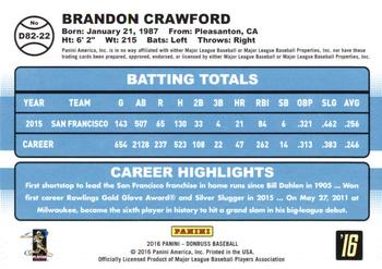 2016 Donruss - 1982 #D82-22 Brandon Crawford Back