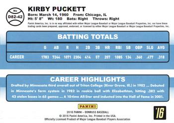 2016 Donruss - 1982 #D82-42 Kirby Puckett Back