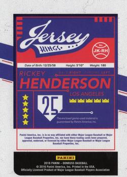 2016 Donruss - Jersey Kings #JK-RH Rickey Henderson Back