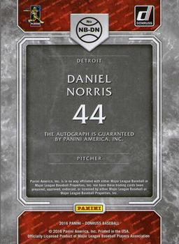 2016 Donruss - New Breed Autographs #NB-DN Daniel Norris Back