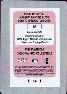 2014 Topps Mini - Printing Plates Magenta #30 Mark Buehrle Back