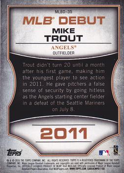 2016 Topps - MLB Debut Gold (Series 1) #MLBD-35 Mike Trout Back