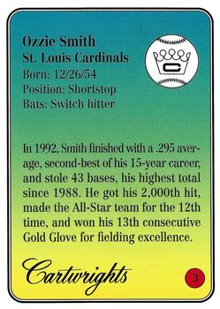 1993 Cartwrights Future Hall-of-Famers #3 Ozzie Smith Back
