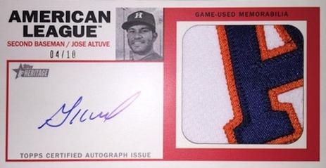 2016 Topps Heritage - 1967 Topps Punch-Outs Jumbo Patch Autographs #POAR-JA Jose Altuve Front