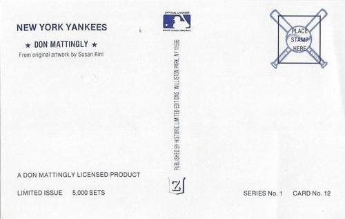 1989 Historic Limited Editions Don Mattingly Postcards (Series 1) #12 Don Mattingly Back