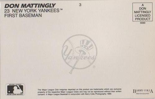 1989 Barry Colla Don Mattingly Postcards #3 Don Mattingly Back