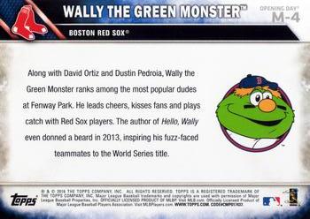 2016 Topps Opening Day - Mascots #M-4 Wally the Green Monster Back
