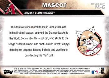 2016 Topps Opening Day - Mascots #M-6 Baxter the Bobcat Back