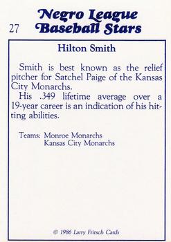 1986 Fritsch Negro League Baseball Stars #27 Hilton Smith Back