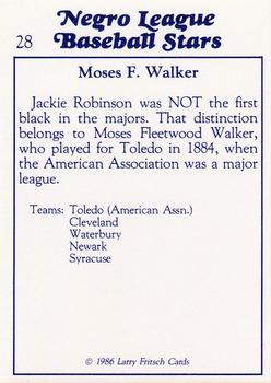 1986 Fritsch Negro League Baseball Stars #28 Moses F. Walker Back
