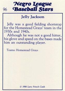 1986 Fritsch Negro League Baseball Stars #96 Jelly Jackson Back