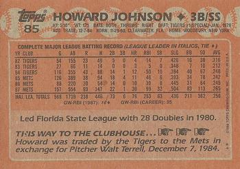 1988 Topps #85 Howard Johnson Back