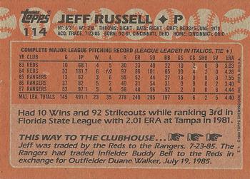 1988 Topps #114 Jeff Russell Back