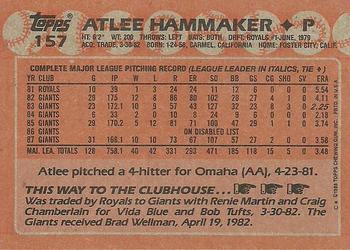 1988 Topps #157 Atlee Hammaker Back
