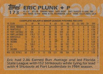 1988 Topps #173 Eric Plunk Back