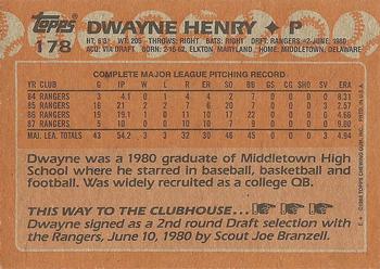 1988 Topps #178 Dwayne Henry Back