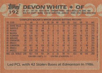 1988 Topps #192 Devon White Back
